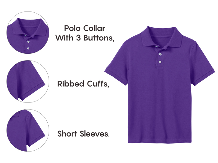5-Pack School Uniform Tagless Polo Tshirt for Little Boys & Big Boys